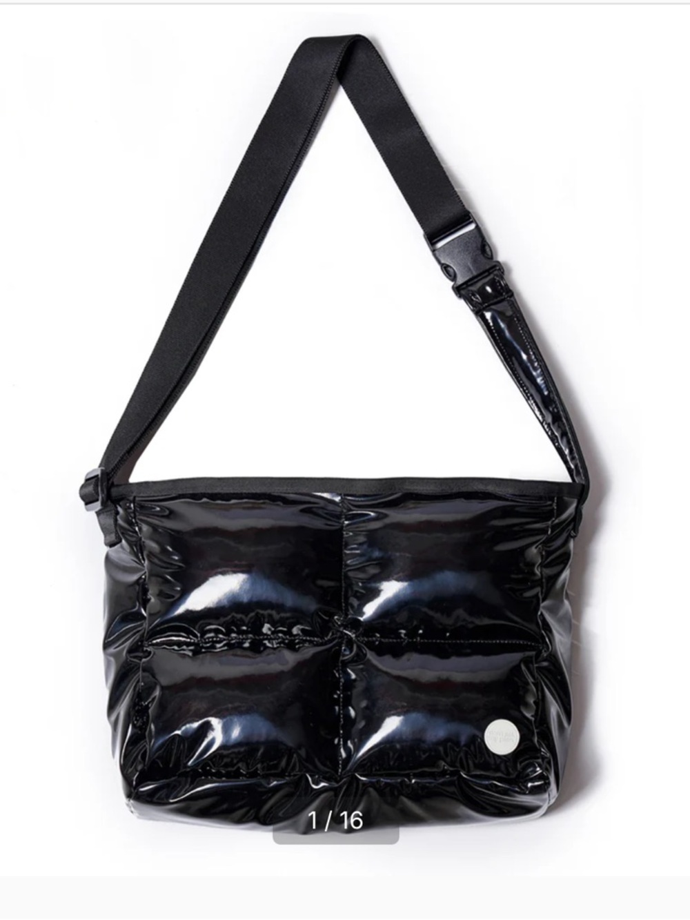 DAMP Don’t Ask My Plan 2 way padded messenger Black Quilted Patent Crossbody Bag